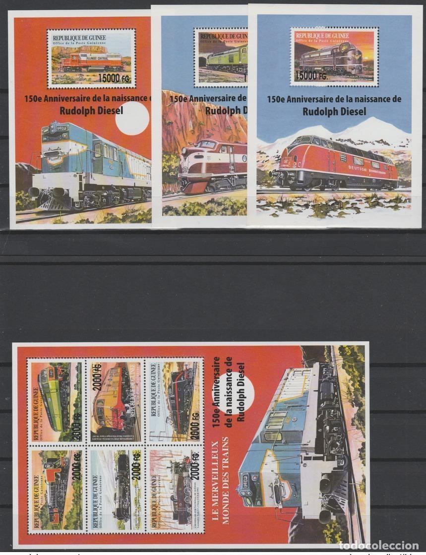 Sellos: Guinea 2008 Mi. 6189-6230 Bl. 1634-6 Trenes sobrecargados locomotoras Rudolph Diesel