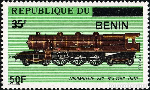 Sellos: Ben&iacute;n 2009 Mi. 1576 sobrecargado locomotora 232 tren ferrocarril
