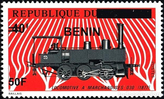 Sellos: Ben&iacute;n 2009 Mi. 1581 sobrecargado locomotora mercanc&iacute;as 030 1877 tren
