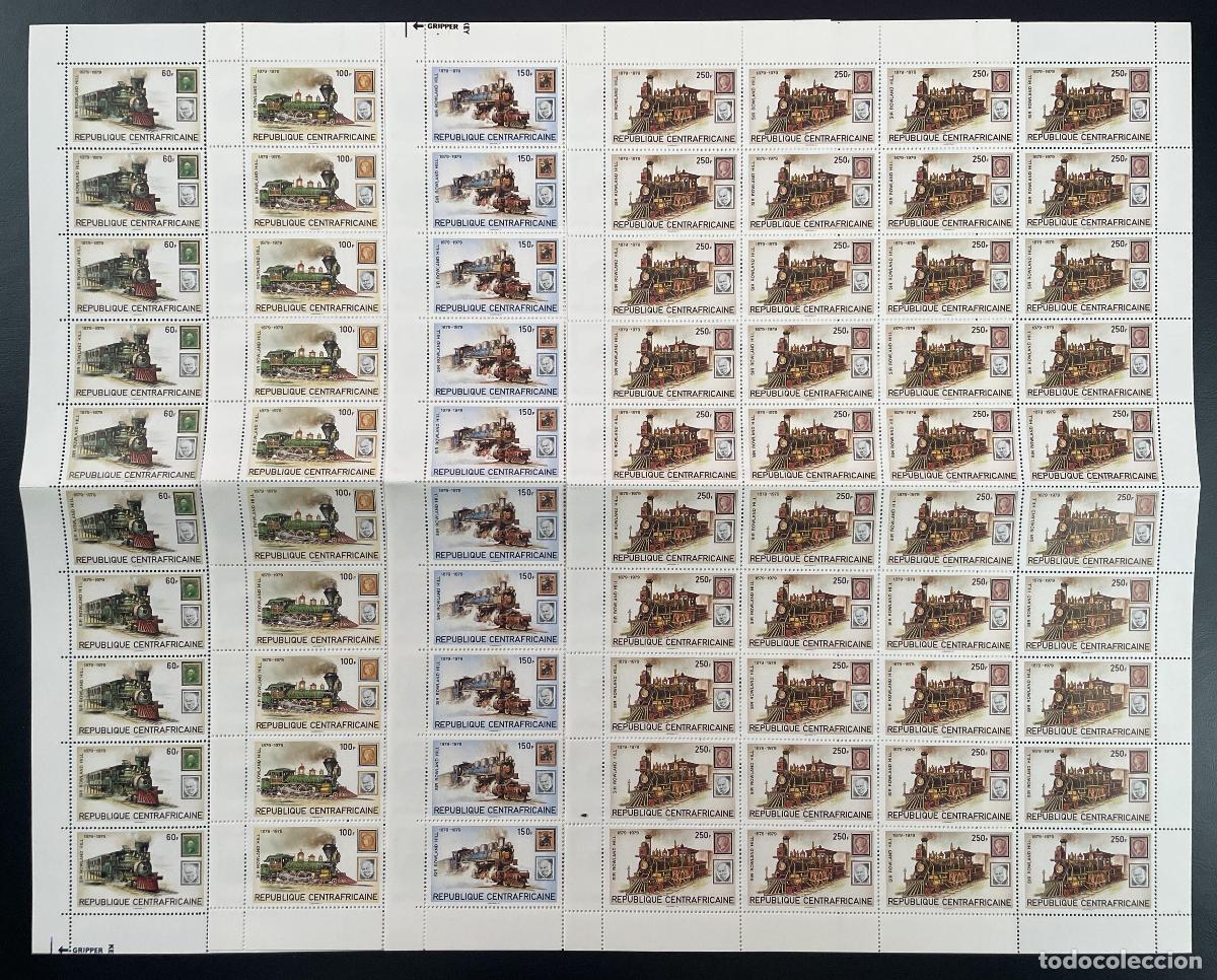 Stamps: Centroafricana 1979 YT 400-403 tabl&oacute;n locomotoras trenes ferrocarriles Hill