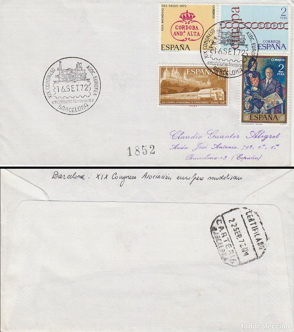 Sellos: A&Ntilde;O 1972, Modelismo ferroviario, congreso, sobre circulado