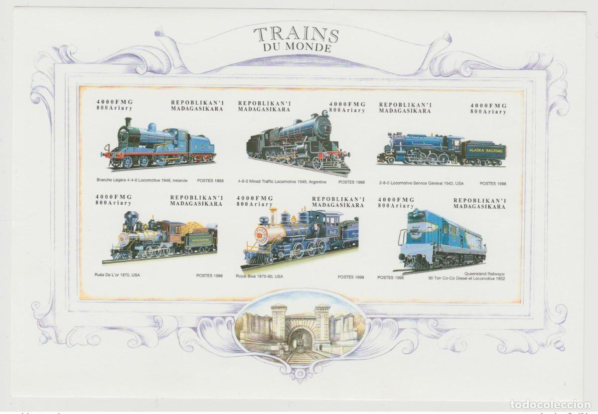 Sellos: Madagascar 1998/1999 Mi. 2273 - 2278 Trenes of the World Locomotives IMPERF ND
