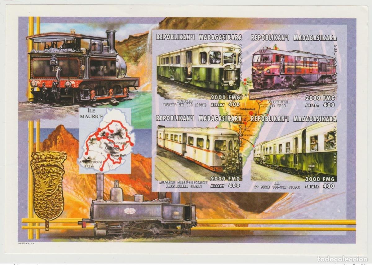 Sellos: Madagascar 2000 Mi. 2416 - 2419 Trenes of the World: locomotoras IMPERF ND