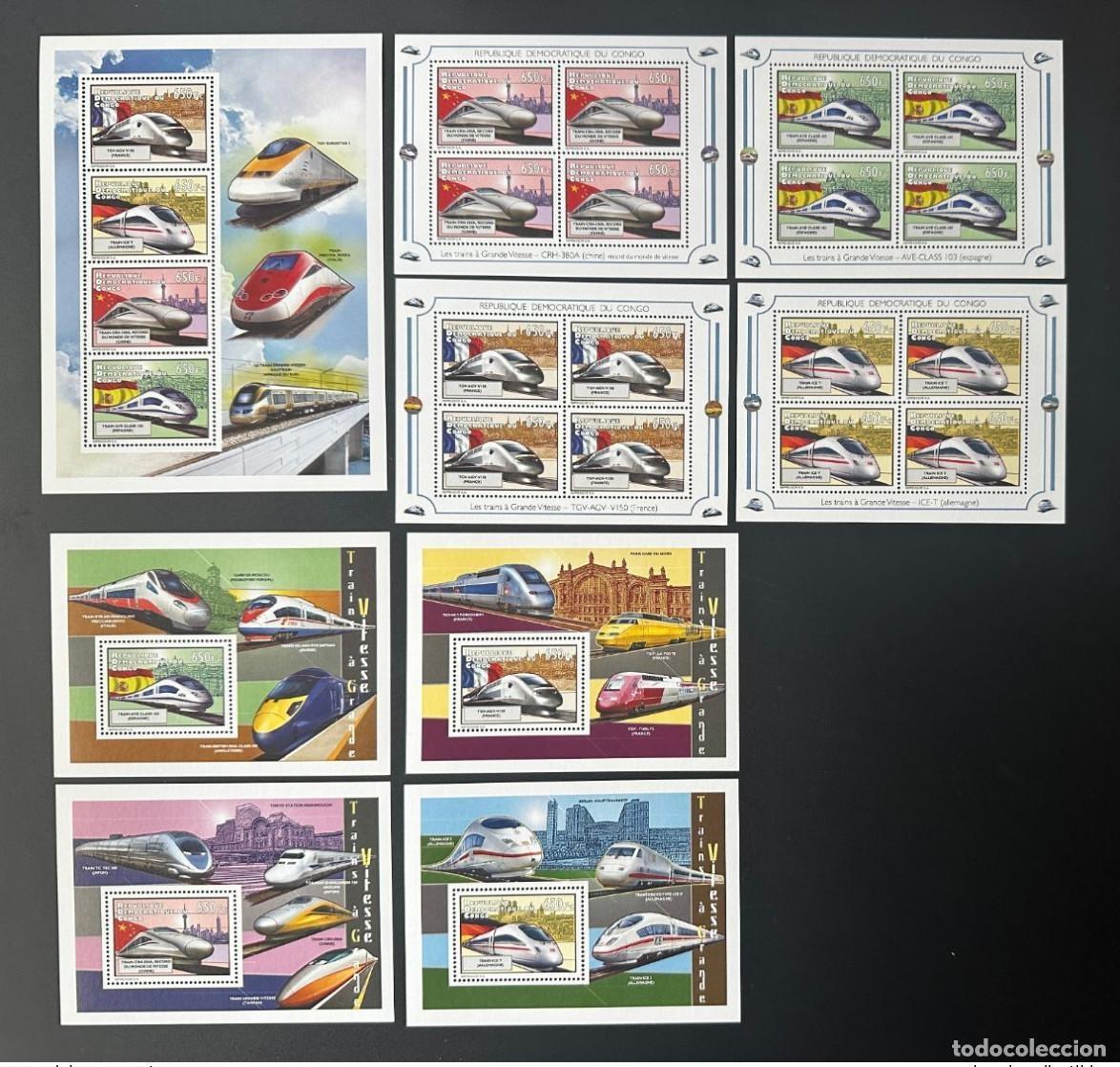 Sellos: Congo 2012 Mi. 2092 - 2095 Bl. 434 437 Tren TGV Trenes de alta velocidad Zug