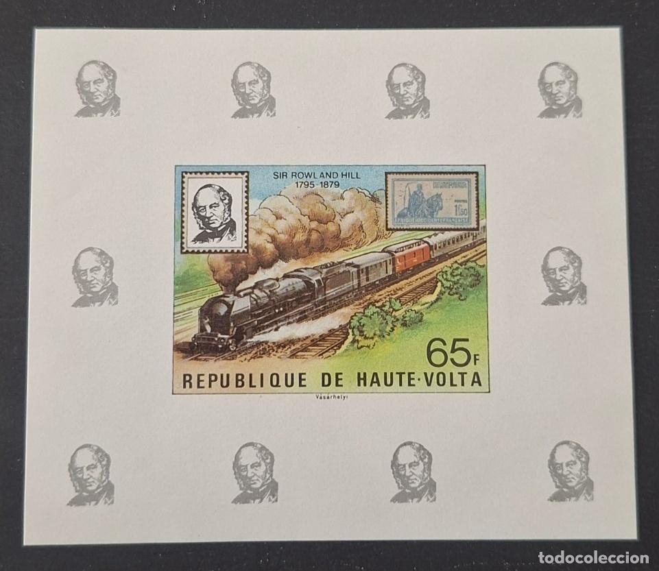 Timbres: Alto Volta 1979 Mi. 755 ND Sir Rowland Hill tren locomotora de vapor