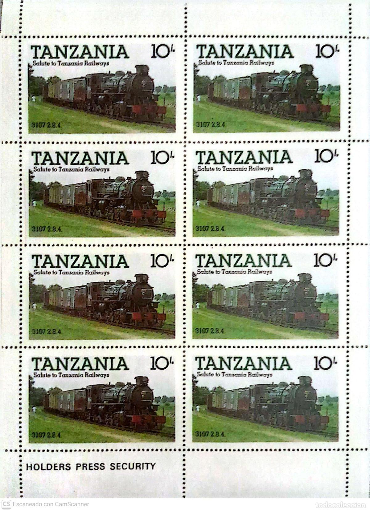 Sellos: Tanzania. 264 Locomotoras y trenes: 2.8..4 n&ordm; 3107, en MH. 1985. Sellos nuevos y numeraci&oacute;n Yvert