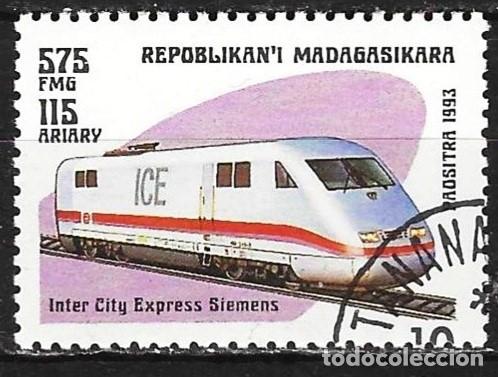 Sellos: Madagascar 1993 - Mi 1567 - YT 1322 - Locomotora Siemens ICE