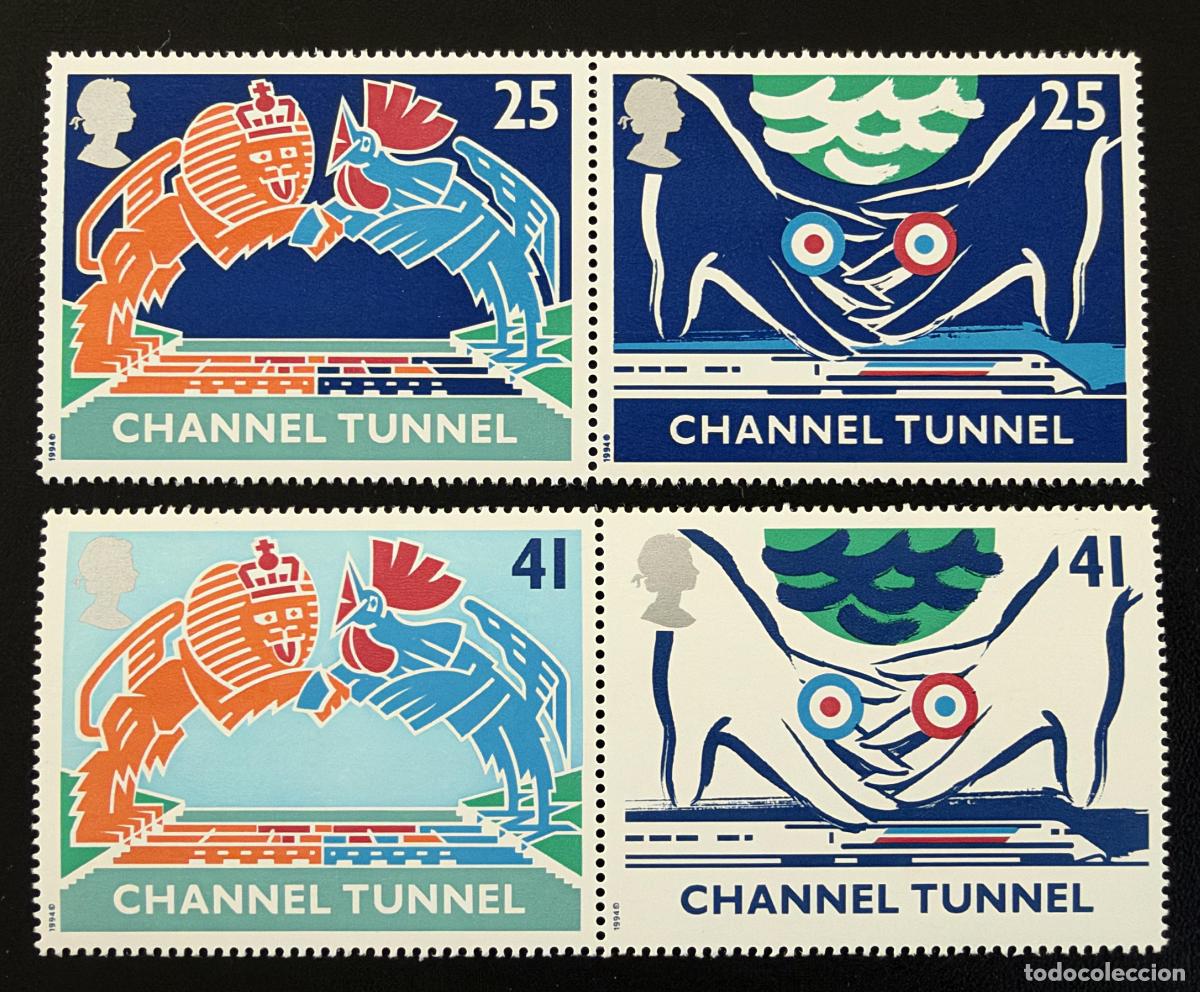 Briefmarken: Gran Breta&ntilde;a 1994 Mi. 1513-1516 emisi&oacute;n conjunta T&uacute;nel del Canal
