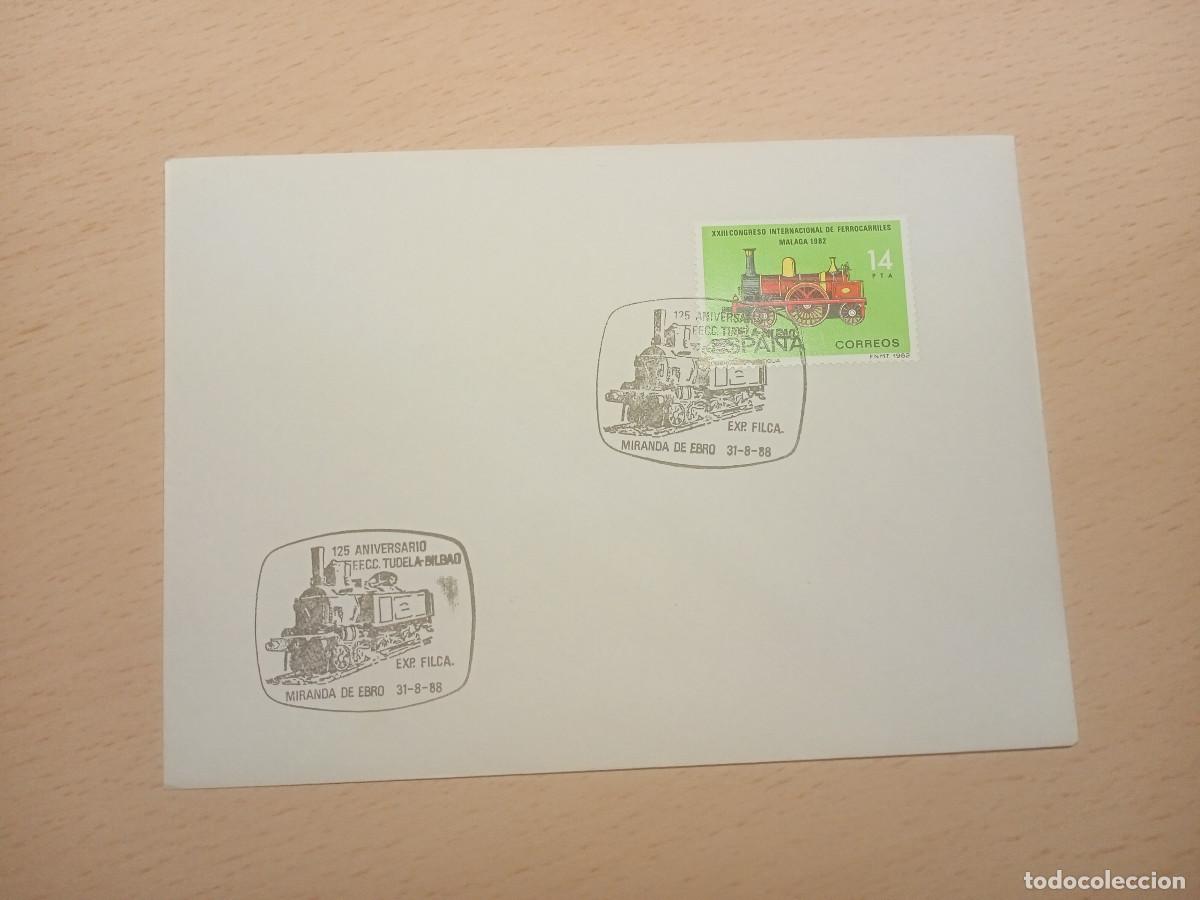 Francobolli: Sobre 125 aniv ferrocarril Tudela-Bilbao (Miranda de Ebro 1988)