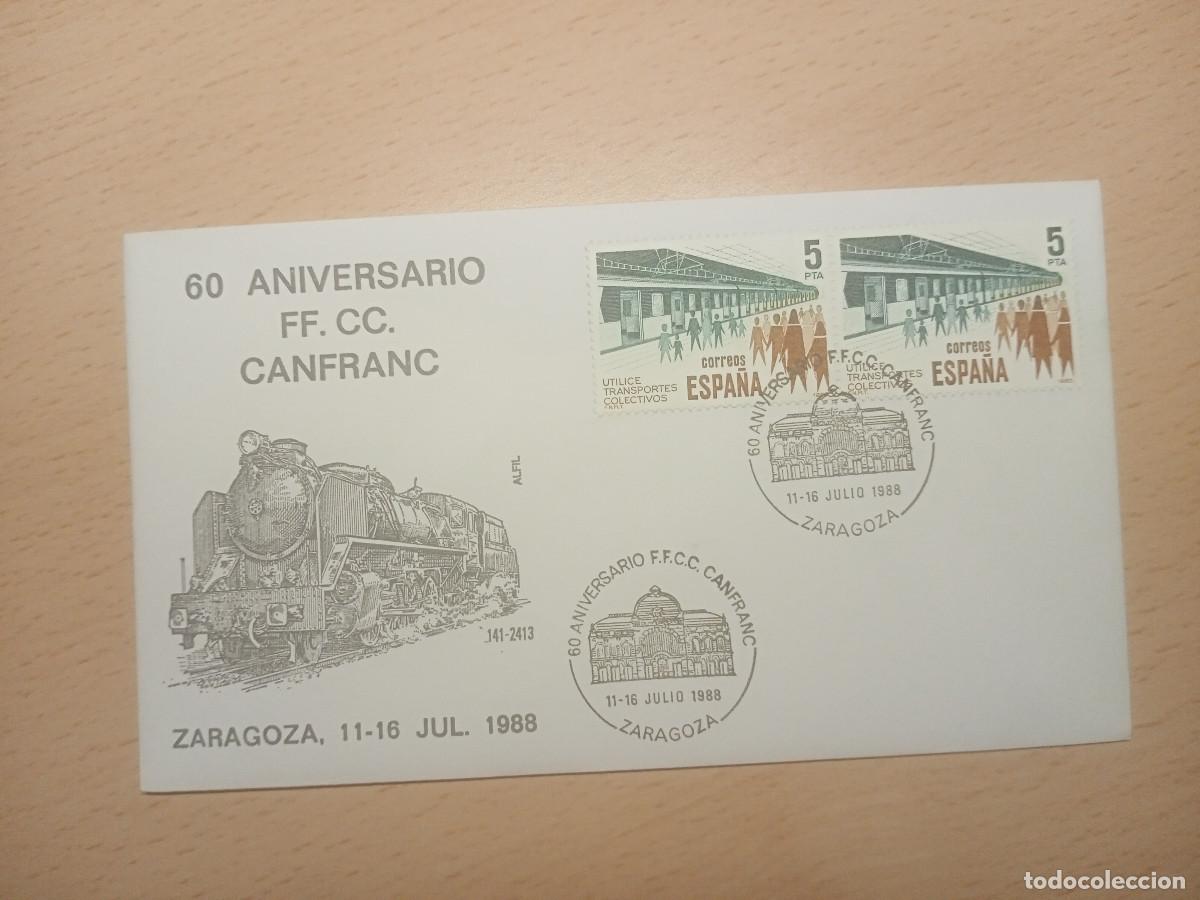 Francobolli: Sobre 60 aniv ferocarril Canfranc - Zaragoza (1988)