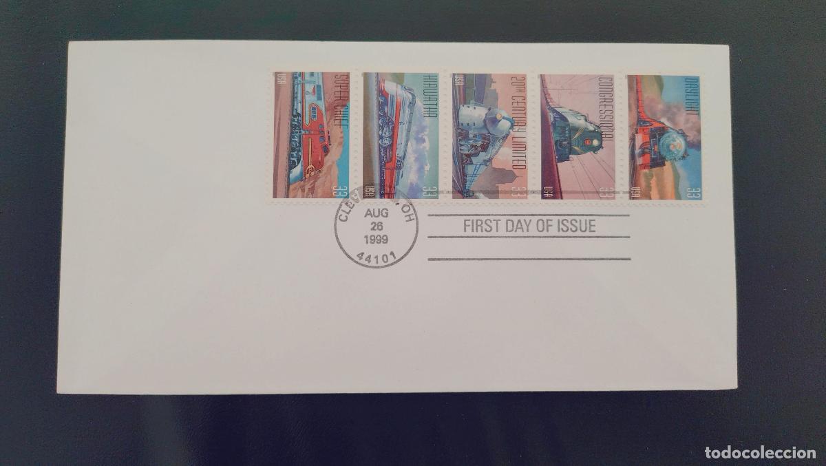 Sellos: USA 1999 FDC Trenes famosos locomotoras 33c tira de 5 Cleveland OH