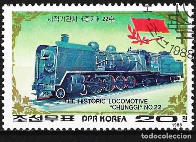 Sellos: Corea del Norte 1988 - Mi 2971 - YT 2008 - Locomotora Chunngi N&deg; 22