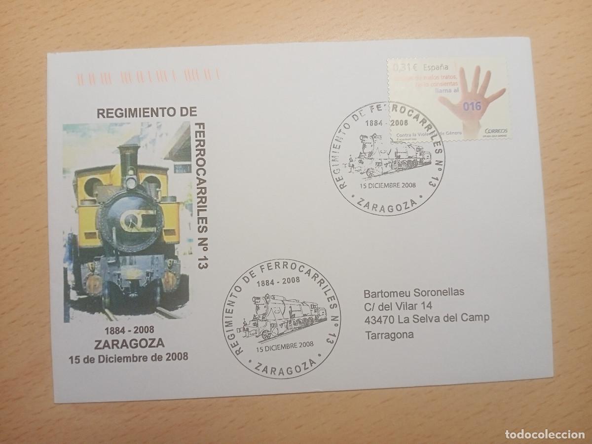 Timbres: Sobre regimiento de ferrocarriles n&ordm; 13 Zaragoza (2008)