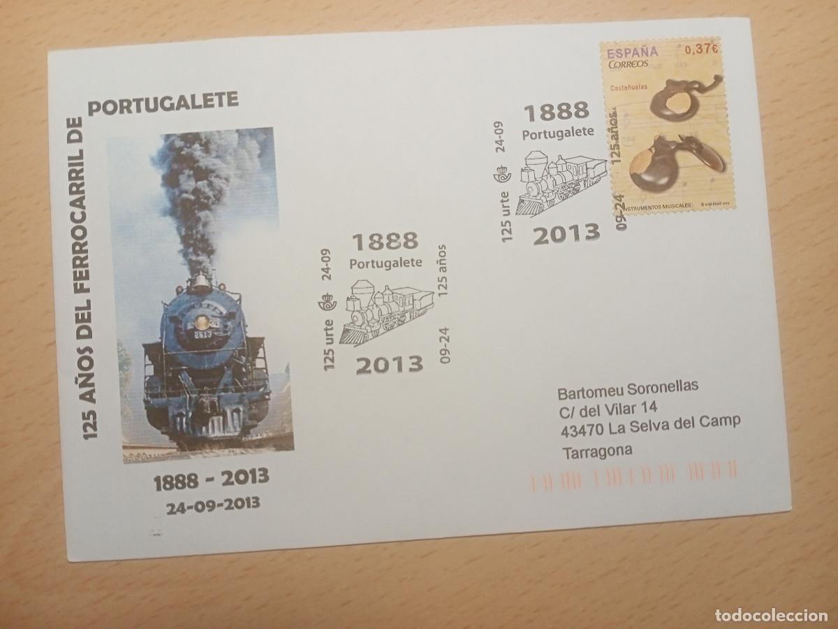 Timbres: Sobre 125 aniversario ferrocarril Portugalete (2013)