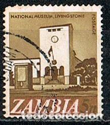Sellos: ZAMBIA IVERT N&ordm; 42, ASPECTOS DEL PAIS:MUSEO NACIONAL LIVINGSTONE, USADO