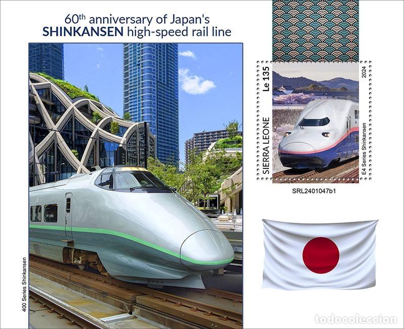 Stamps: Sierra Leona 2024 Mi. Bl. 3227 bloque trenes Shinkansen alta velocidad Jap&oacute;n
