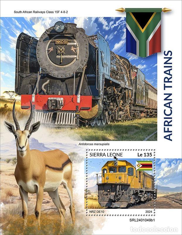 Stamps: Sierra Leona 2024 Mi. Bl. 3245 bloque trenes africanos locomotoras