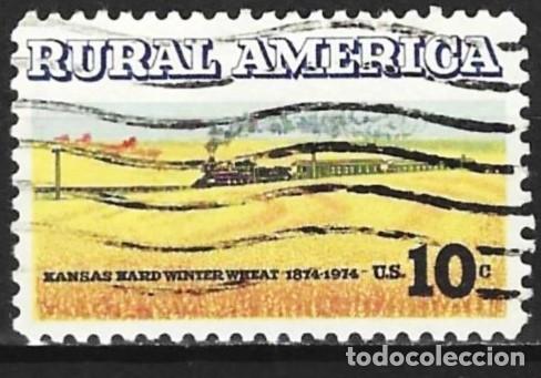 Sellos: Estados-Unidos 1974 - Mi 1155 - YT 1035 - Tren en campos de trigo en Kansas