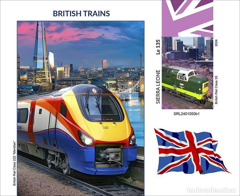 Sellos: Sierra Leona 2024 Mi. Bl. 3239 bloque sin perforar trenes brit&aacute;nicos British Rail