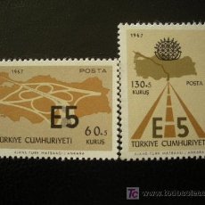 Sellos: TURQUIA 1967 IVERT 1831/2 *** RUTA EUROPEA. Lote 12248443