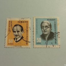 Sellos: TURQUIA 1965-66 - ESCRITORES -OMER SEYFETTIN (1884-1920) Y HALIDE EDIP ADIVAR (1884-1964).