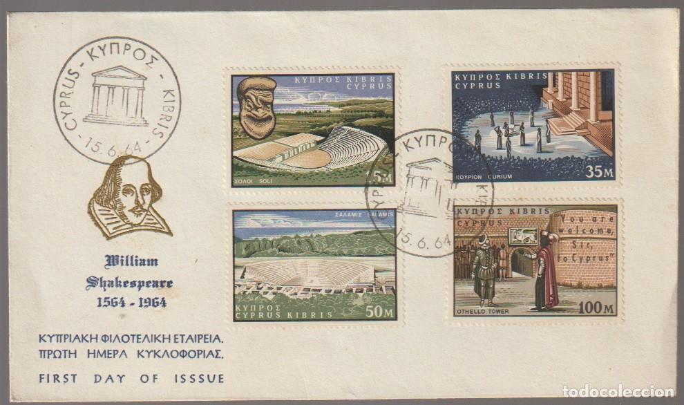 Sellos: Cyprus 1964 - Shakespeare FDC - Foto 1