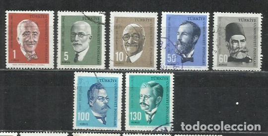 Sellos: 0836-SERIE COMPLETA TURQUIA USADO 1964 1679/1685 CELEBRIDADES, FAMOSOS, PERSONAJES.