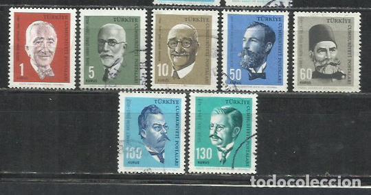 Sellos: 0837-SERIE COMPLETA TURQUIA USADO 1964 1679/1685 CELEBRIDADES, FAMOSOS, PERSONAJES.