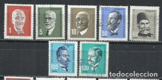 Sellos: 0838-SERIE COMPLETA TURQUIA USADO 1964 1679/1685 CELEBRIDADES, FAMOSOS, PERSONAJES.