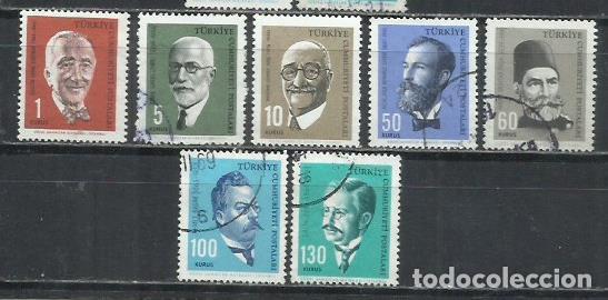 Sellos: 0839-SERIE COMPLETA TURQUIA USADO 1964 1679/1685 CELEBRIDADES, FAMOSOS, PERSONAJES.