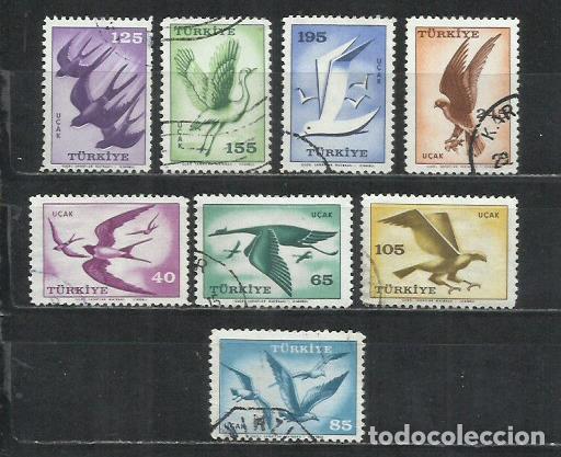 Sellos: 0845-SERIE COMPLETA TURQUIA AEREO 1959 N&ordm; 39/46 AVES P&Aacute;JAROS.