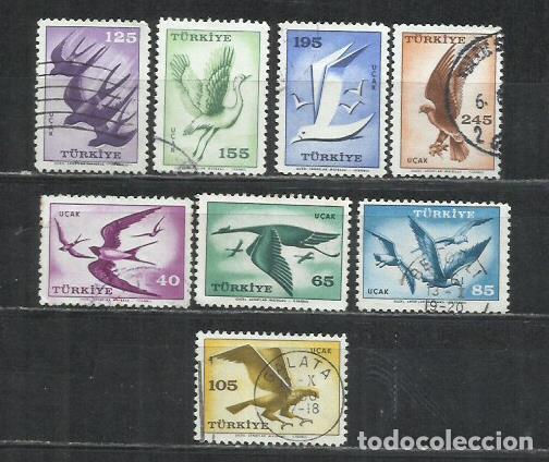 Sellos: 0845A-SERIE COMPLETA TURQUIA AEREO 1959 N&ordm; 39/46 AVES P&Aacute;JAROS.