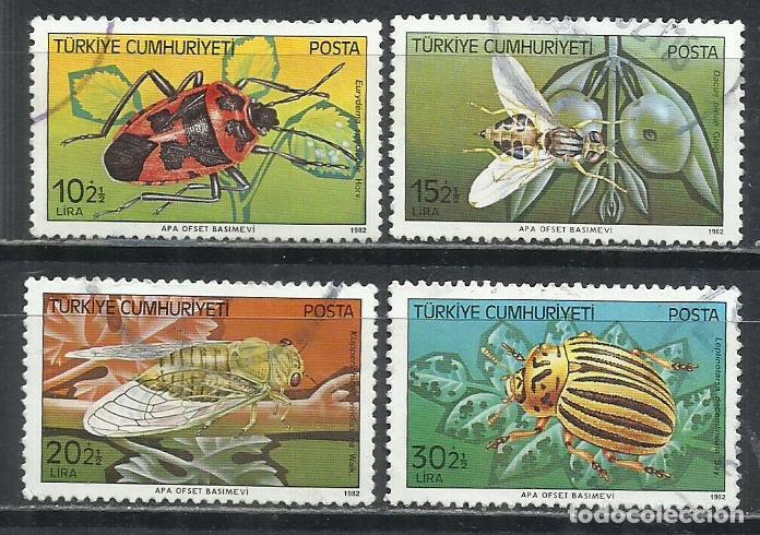 Sellos: 0845D-SERIE COMPLETA TURQUIA USADO 1982 N&ordm; 2370/2374 INSECTOS