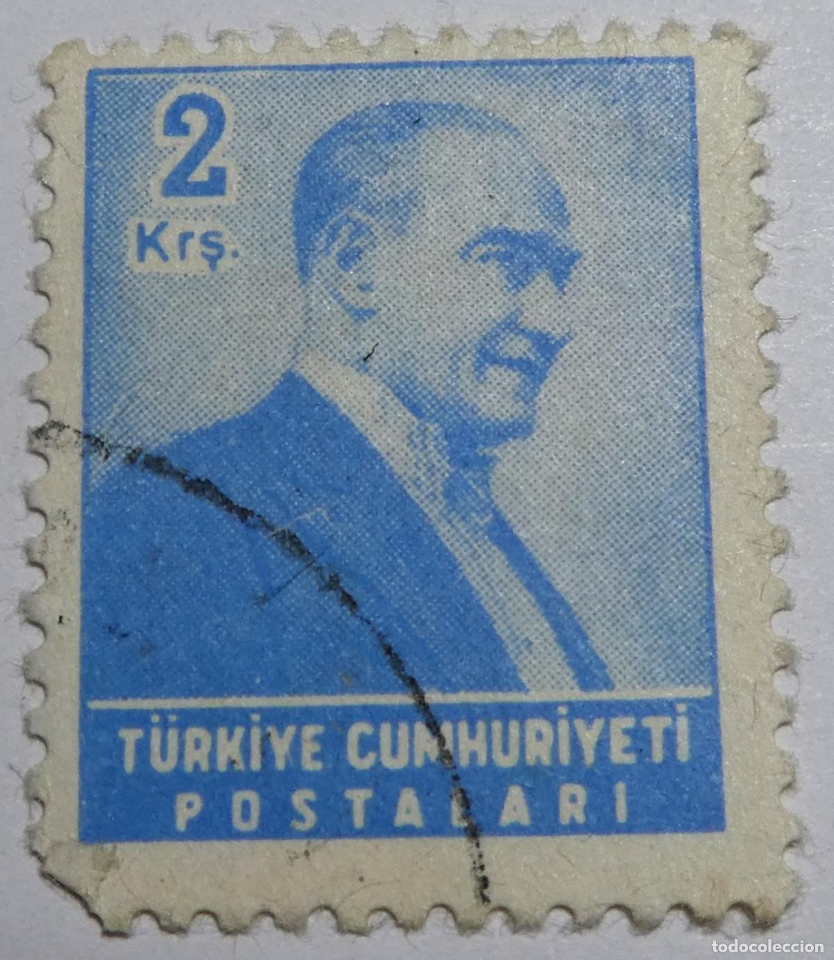 Sellos: sello postal de Turqu&iacute;a de 2 kuruş Mustafa Kemal Atat&uuml;rk.