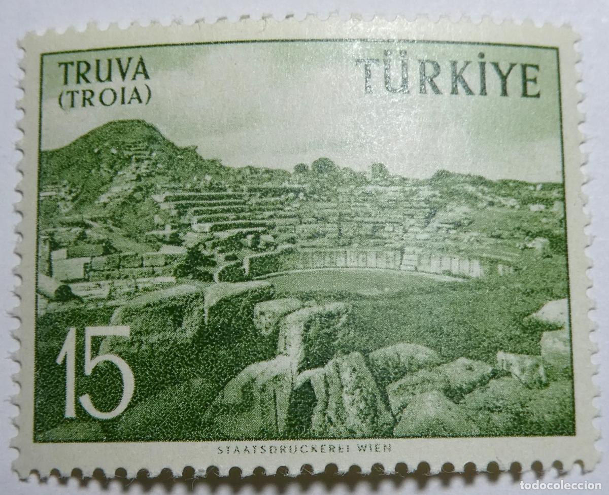 Sellos: sello postal de Turqu&iacute;a de 15 kurus ,ciudad de Troya