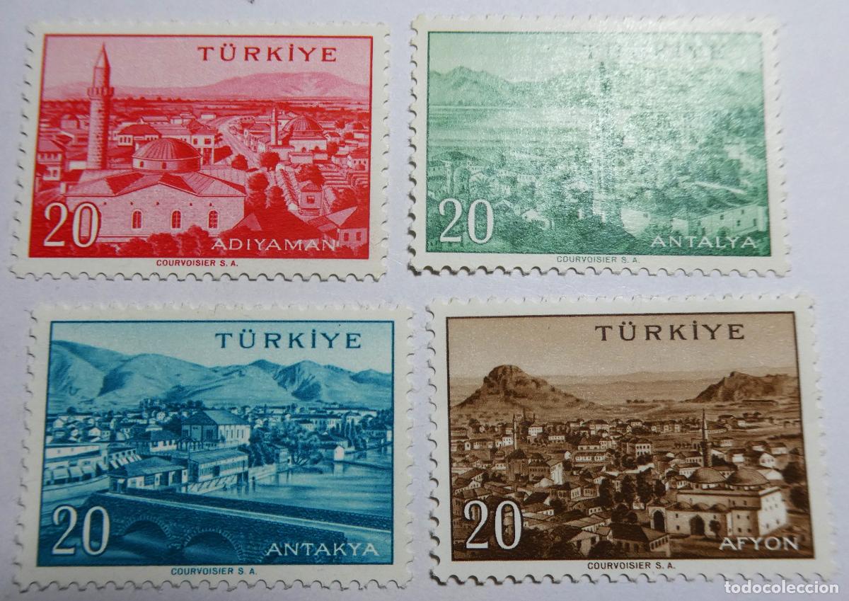 Sellos: 4 sellos postales de Turqu&iacute;a serie &rdquo;Ciudades de Turqu&iacute;a&rdquo;, de 20 Kurus