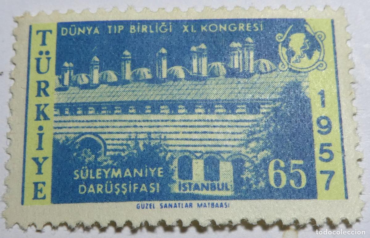 Sellos: Sello Postal de Turqu&iacute;a de 65 Kurus 1957 ,XI Congreso de la Asociaci&oacute;n M&eacute;dica Mundial