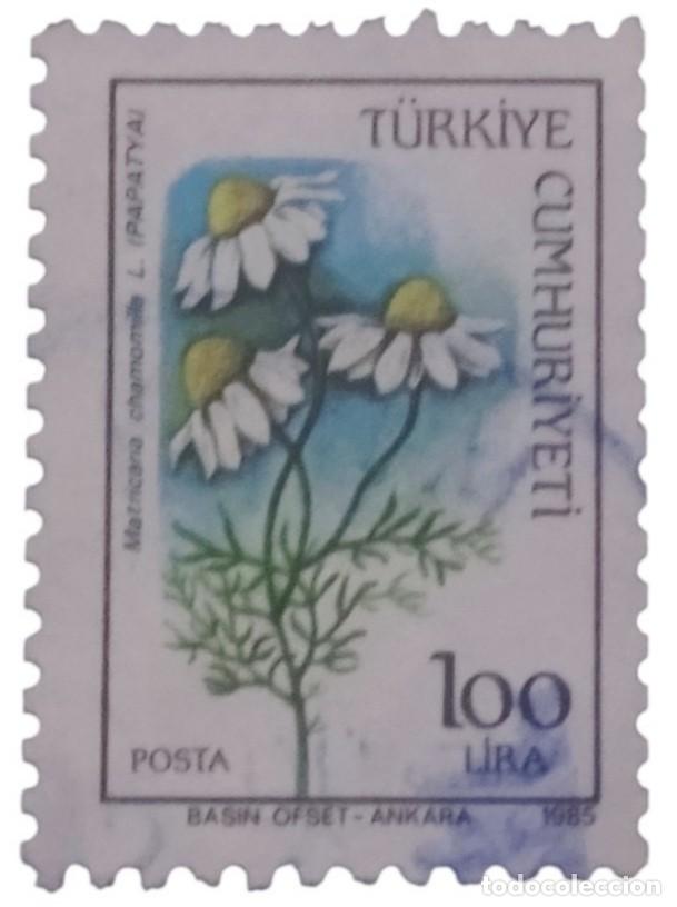Sellos: TURQU&Iacute;A 1985 Flores. USADO.