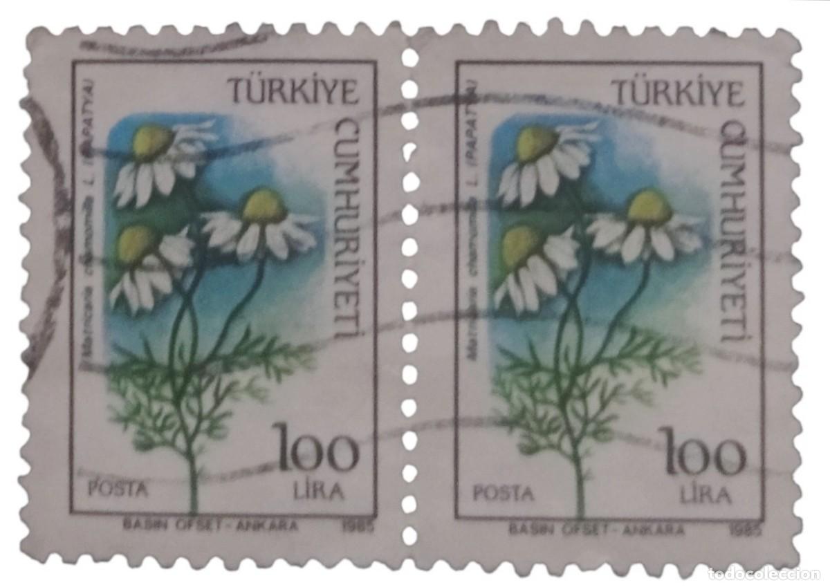 Sellos: TURQU&Iacute;A 1985 Flores. USADO.