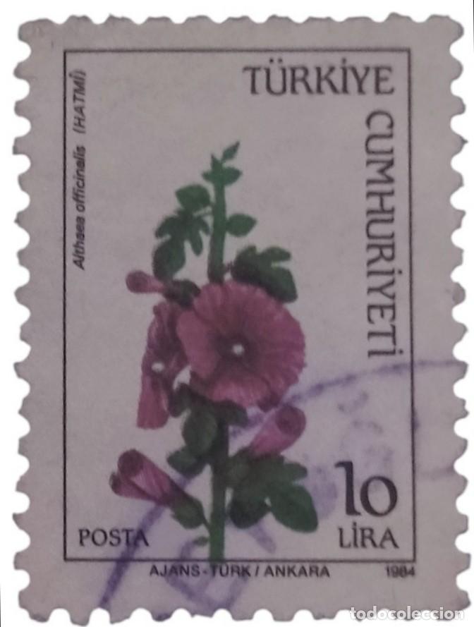 Sellos: TURQU&Iacute;A 1984 Flores. USADO.