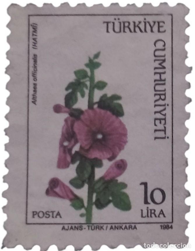 Sellos: TURQU&Iacute;A 1984 Flores. USADO.