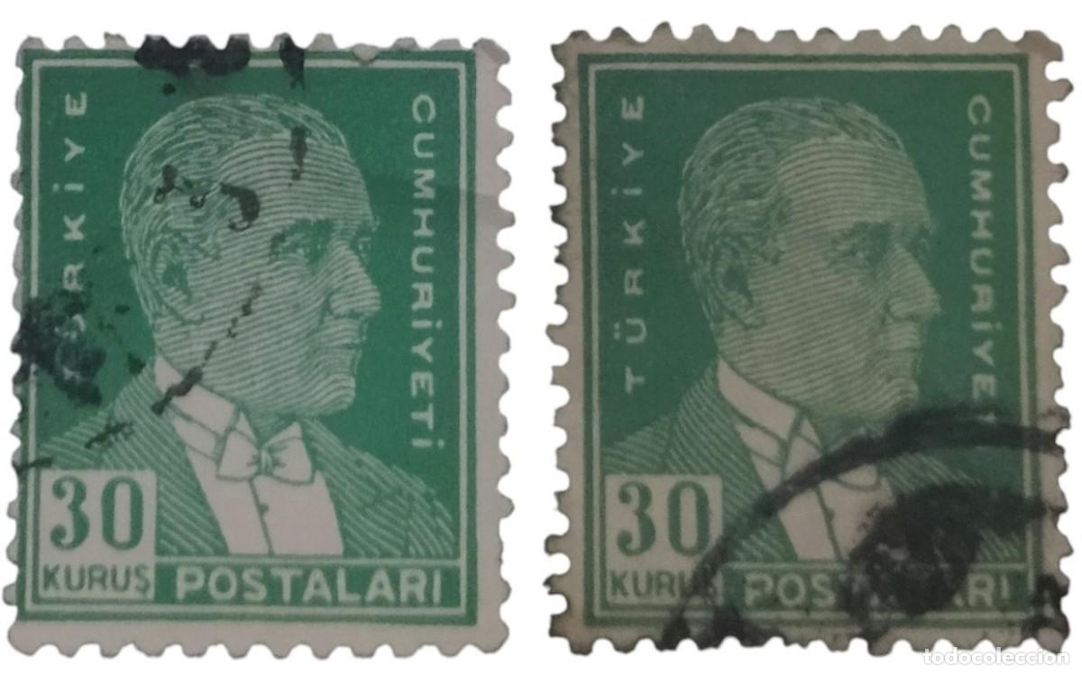 Sellos: TURQU&Iacute;A 1954 Kemal Atat&uuml;rk. USADO.