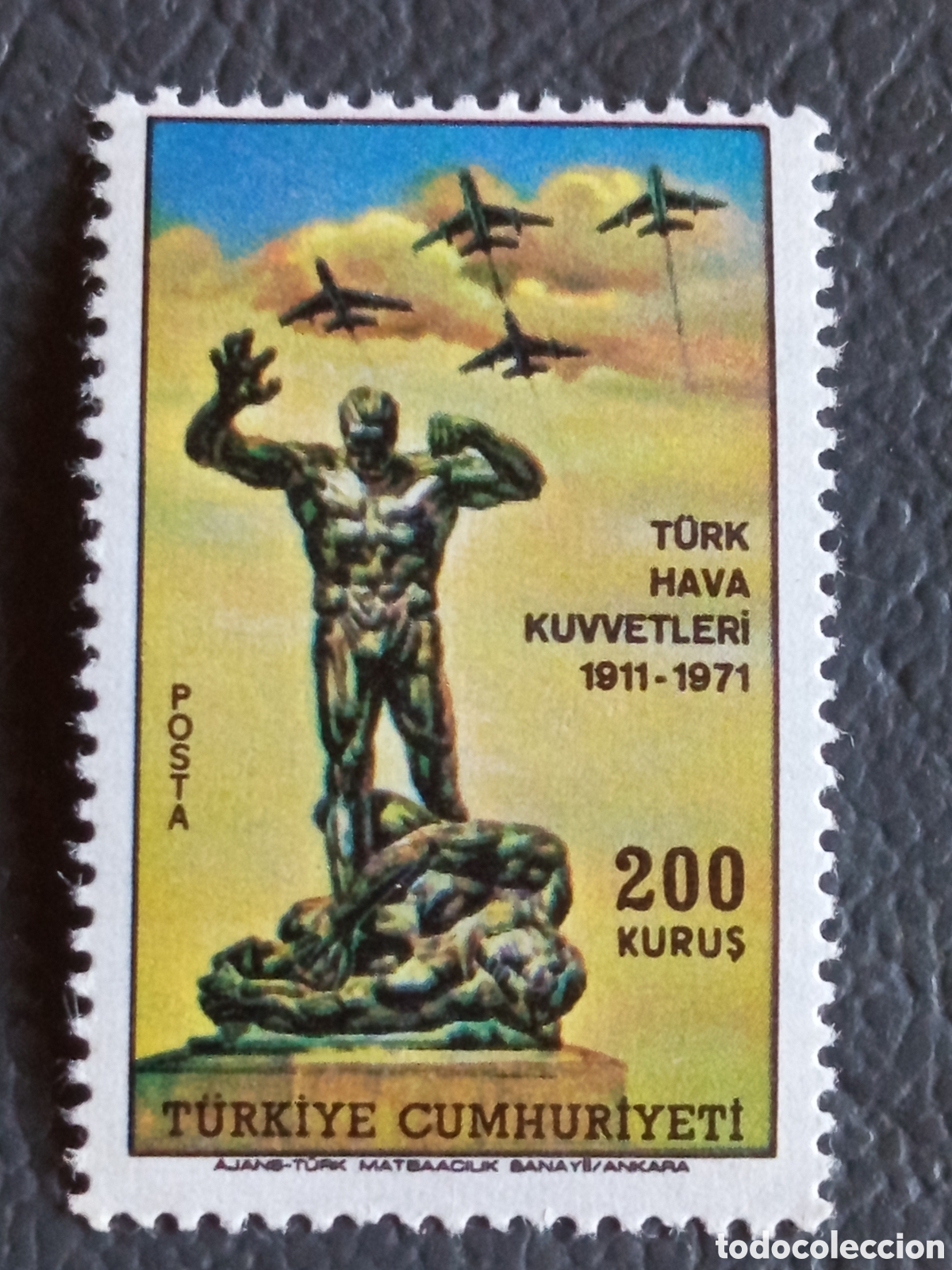 Briefmarken: Sello Turquia 1971 Fuerzas Aereas T&uuml;rk Hava Kuvvetleri 200 Kurus Cat#2243 MNH