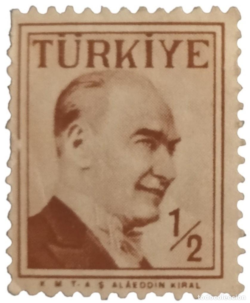 Sellos: TURQU&Iacute;A 1957 Kemal Atat&uuml;rk. USADO.