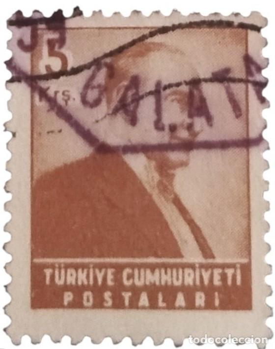 Sellos: TURQU&Iacute;A 1955 Kemal Atat&uuml;rk. USADO.