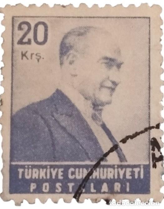 Sellos: TURQU&Iacute;A 1955 Kemal Atat&uuml;rk. USADO.