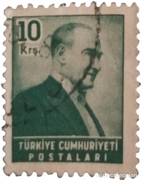 Sellos: TURQU&Iacute;A 1955 Kemal Atat&uuml;rk. USADO.