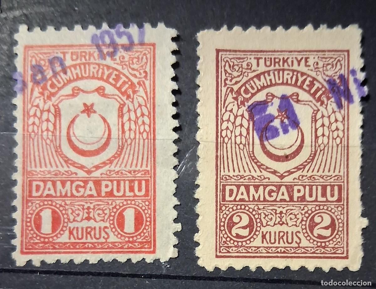 Stamps: TURQU&Iacute;A, LOTE DE DOS FISCALES.