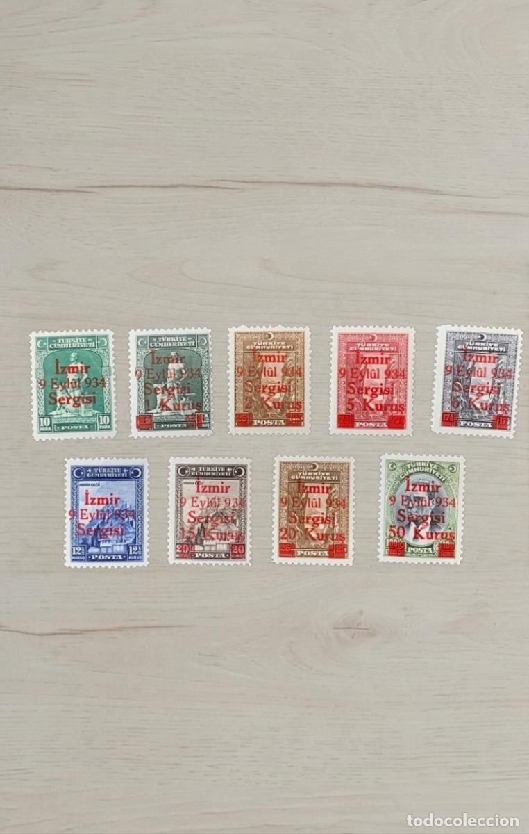 Sellos: Turkey 1934 Izmir International Fair Overprint Complete Stamp Series 9v To 50 Krs MNH