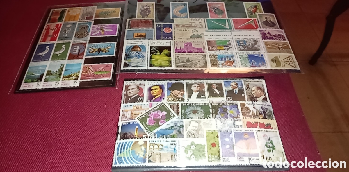 Sellos: Lote de 3 packs oficiales Turkish Stamps de Turqu&iacute;a &ndash; Series completas Mint + 25 sellos usados